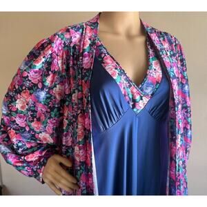Vintage Lorraine Floral Nightgown & Robe Set Women's M Multicolor